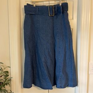 Who What Wear belted denim midi skirt